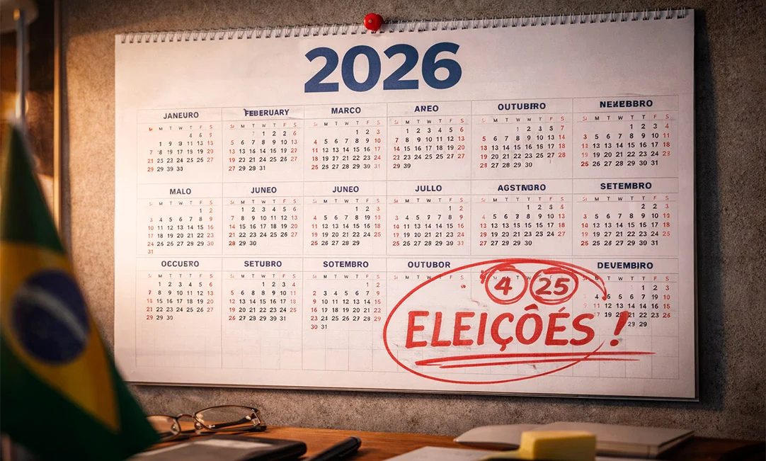 Calendário mostrando 2026 marcando as eleições