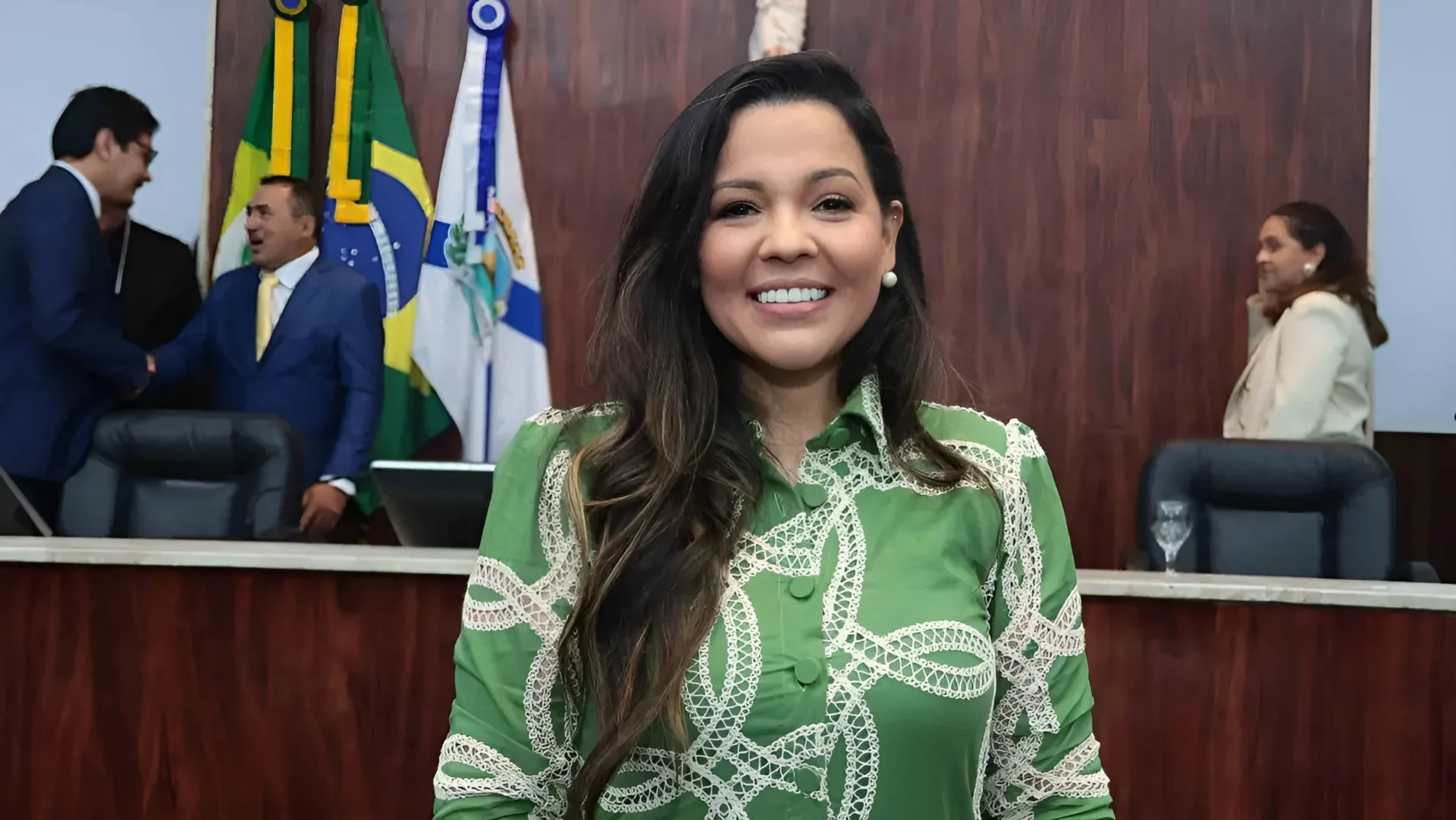 Priscila Costa, vereadora de Fortaleza, citada por Michelle como aliada no vídeo, em foto que ilustra a reportagem da Liberta. Uma das principais defensoras pautas antifeministas, como o banimento do aborto e o combate à educação de gênero.